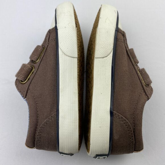 ~ Tommy Hilfiger Kids Sneakers 7 Brown Canvas Rubber Hook & Loop Blue ~ - Picture 8 of 14
